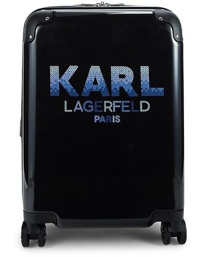 Karl Lagerfeld 20-inch Logo Spinner Suitcase - Blue