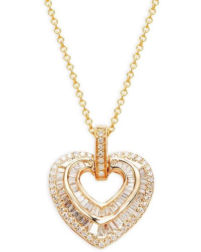 Effy 14k Yellow Gold & 0.58 Tcw Diamond Heart Pendant Necklace/18" - Metallic