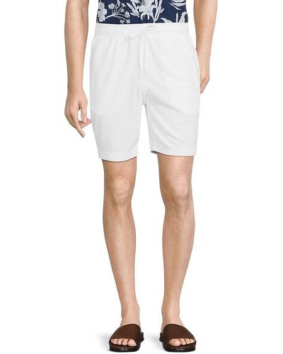 Vintage Summer Solid Drawstring Shorts - White