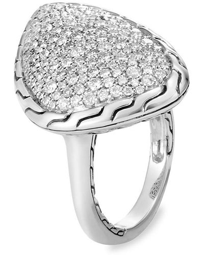 John Hardy Classic Chain Sterling Silver & Diamond Triangle Ring - White