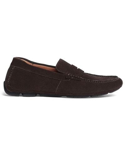 Anthony Veer Cruise Penny Suede Driving Loafers - Brown