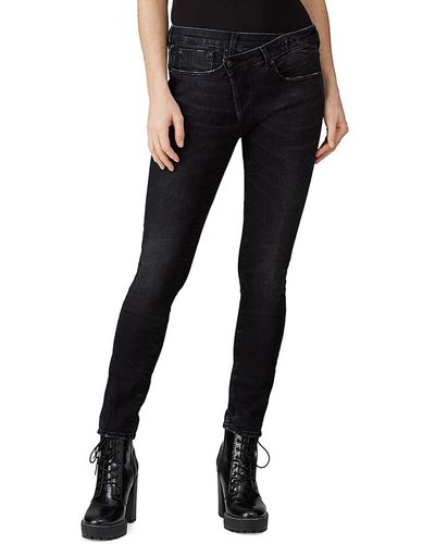 R13 Asymmetric Mid Rise Skinny Fit Jeans - Black