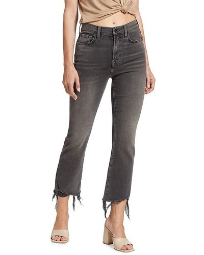 7 For All Mankind High Waist Slim Kick Jeans - Grey