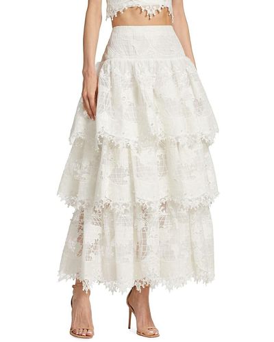 Zimmermann High Tide Tiered Lace Maxi Skirt - White