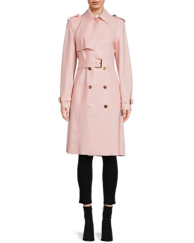 Versace Latex Double Breasted Trench Coat - Pink
