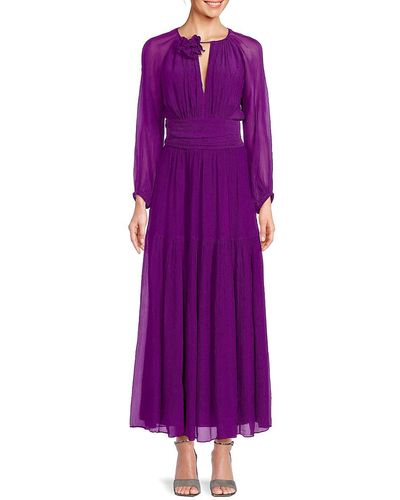 Ba&sh Helena Keyhole Silk Blend Maxi Dress - Purple