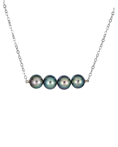 Belpearl 14k White Gold & 9-10mm Tahitian Pearl Bar Pendant Necklace - Blue