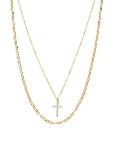 Argento Vivo 18k Yellow Goldplated Sterling Silver Cross Pendant Layered Necklace - Metallic