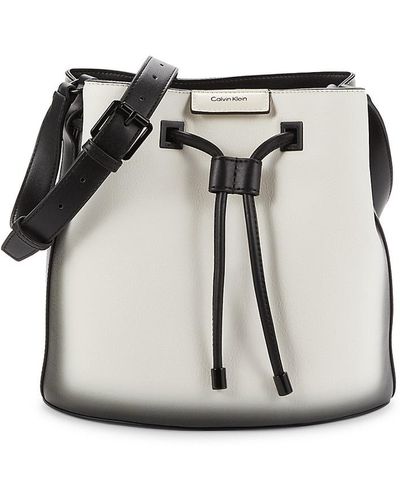 Calvin Klein Ash Metallic Contrast Strap Bucket Bag - Black