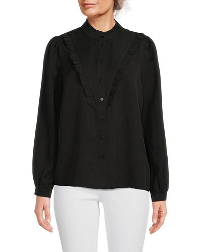 Saks Fifth Avenue Saks Fifth Avenue Ruffle Blouse - Black