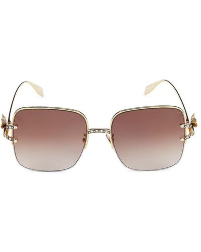 Alexander McQueen 57mm Square Crystal Studded Sunglasses - Pink