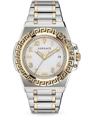 Versace Greca Reaction 44mm Two Tone Stainless Steel Bracelet Watch - Metallic