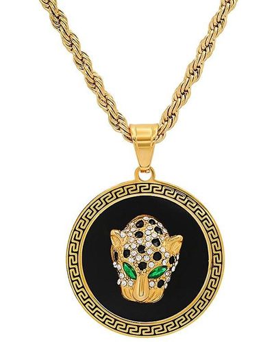 Anthony Jacobs 18K Goldplated, Enamel & 0.65 Tcw Simulated Diamond Cheetah Pendant Necklace - Metallic
