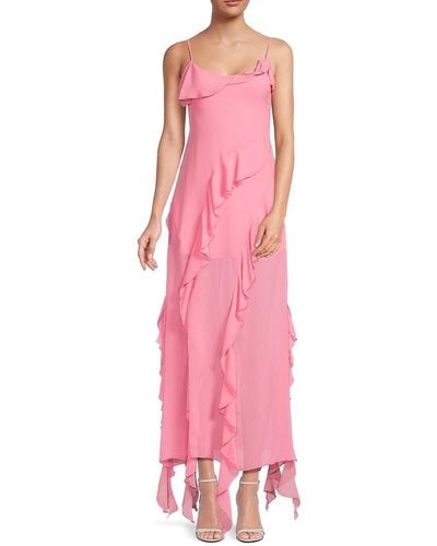 REVERIEE Ruffle Sheath Maxi Dress - Pink