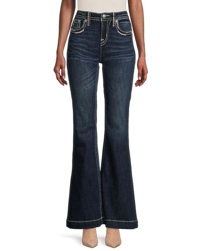 Miss Me Women's Mid Rise Horseshoe Stretch Flare Jeans - Country Outfitter