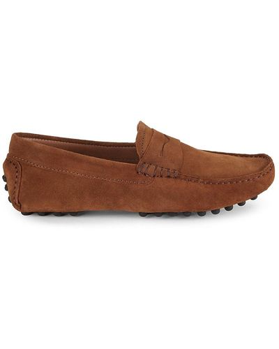 Massimo Matteo Suede Driving Penny Loafers - Brown