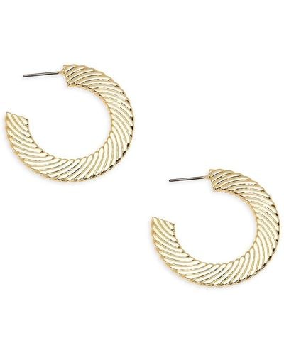 Argento Vivo 14K Goldplated Etched Flat Hoop Earrings - Metallic