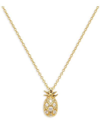 Lafonn Classic 18k Goldplated Sterling Silver & Simulated Diamond Pineapple Pendant Necklace - Metallic