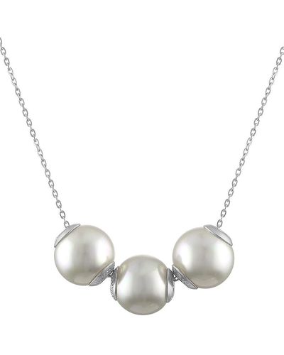 Majorica 10mm White Hand-crafted Pearls & Sterling Silver Pendant Necklace - Metallic