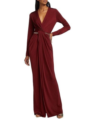 L'Agence Thea Twist Front Column Gown - Red
