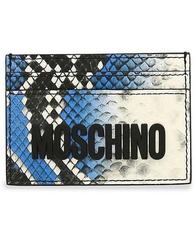 Moschino Snakeskin Print Logo Card Holder - Blue