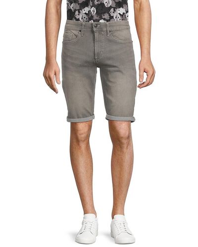 Buffalo David Bitton Evan Faded Denim Shorts - Grey