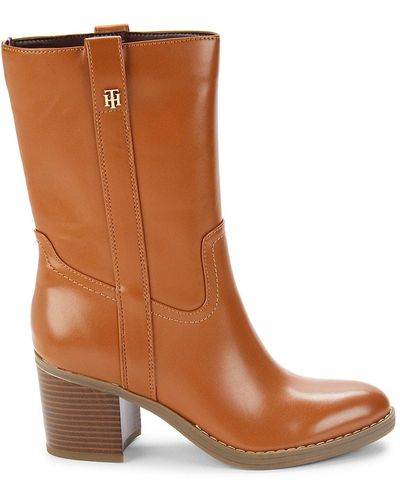 Tommy Hilfiger Theal Block Heel Ankle Boots - Brown