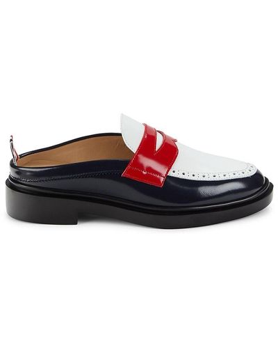 Thom Browne Colorblock Patent Leather Penny Mules - Red