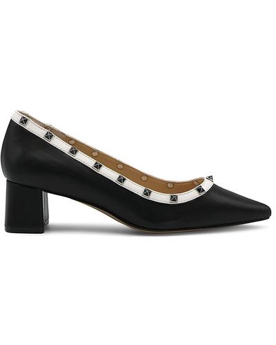 Adrienne Vittadini Sage Studded Block Heel Court Shoes - Black
