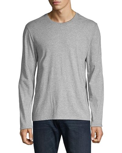 Vince Classic Long Sleeve Cotton Tee - Gray