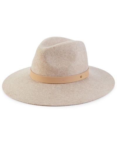 Saks Fifth Avenue Leather-Band Wool Fedora - Natural