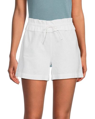 Saks Fifth Avenue Saks Fifth Avenue Paperbag Linen Blend Shorts - White