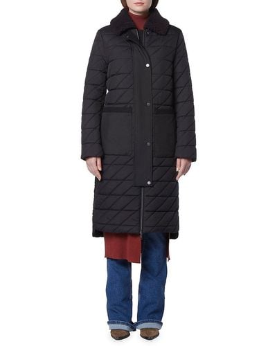 Andrew Marc Maxine Long Quilted Puffer Coat - Black