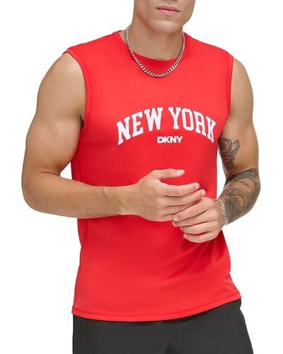 DKNY Standard Fit New York Rashguard Muscle Tee - Red