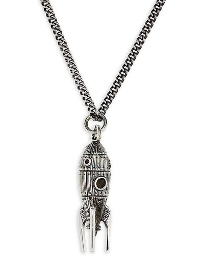 King Baby Studio Sterling Silver Rocket Pendant Necklace - Metallic