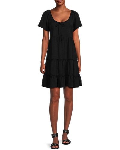Bobeau Tiered Mini Dress - Black