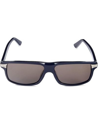 Cartier 56Mm Rectangle Sunglasses - Blue