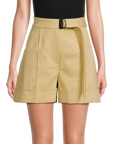 Brunello Cucinelli Flat Front Belted Shorts - Yellow