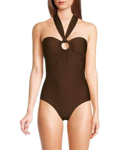 DKNY One-piece Halterneck Swimsuit - Brown