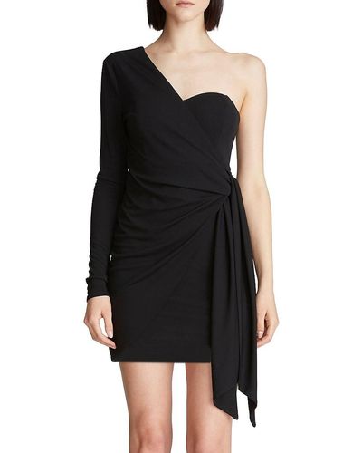 Halston Ashlynn One Shoulder Mini Dress - Black