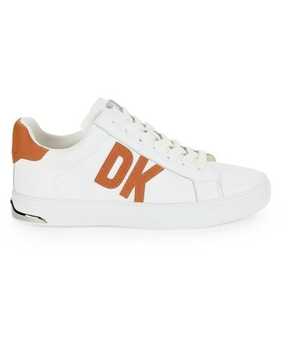 DKNY Abeni Logo Leather Sneakers - White