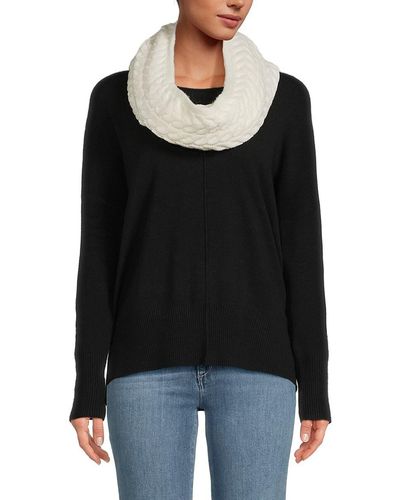 Cole Haan Wishbone Cable Knit Infinity Scarf - Black