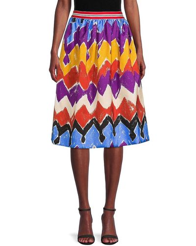 Stella Jean Chevron Midi Skirt - Multicolour