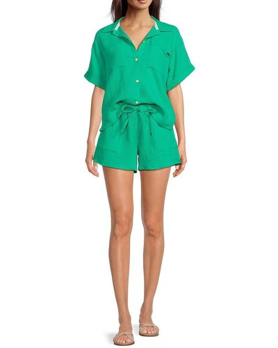Nicole Miller 2-Piece Crinkle Cover Up Set - Green