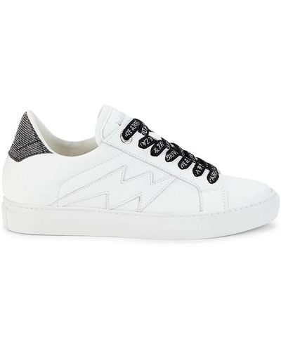 Zadig & Voltaire Contrast Lace Leather Sneakers - White