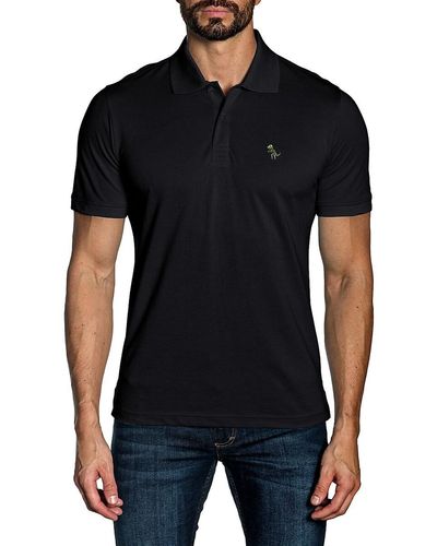 Jared Lang 'Emboroidered T Rex Skeleton Polo - Black