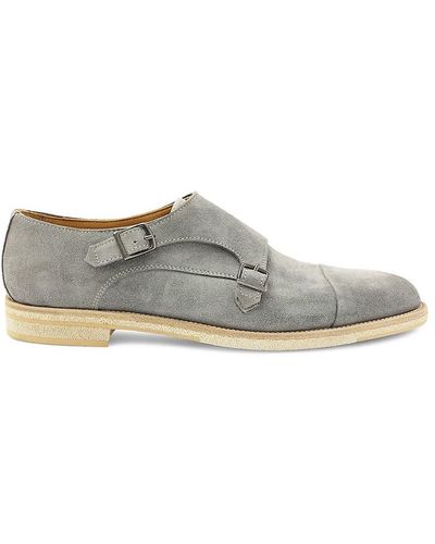 Bruno Magli Maurizio Suede Double Monk Strap Shoes - Grey