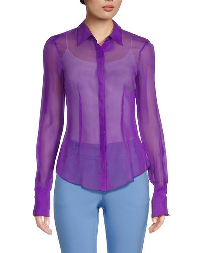 LAQUAN SMITH Sheer Silk Shirt - Purple