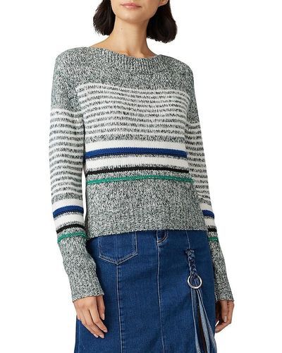 See By Chloé Marled Stripe Wool Blend Sweater - Blue