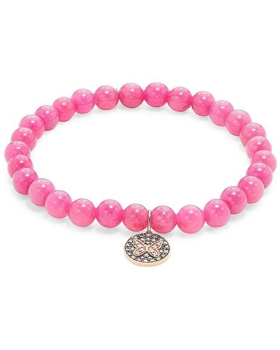 Sydney Evan 14k Rose Gold, Black Rhodium, Candy Jade & Diamond Bracelet - Pink